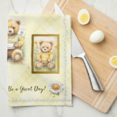 Schattigee teddybeer geel grote dag plezier gelukk theedoek (Quarter Fold)