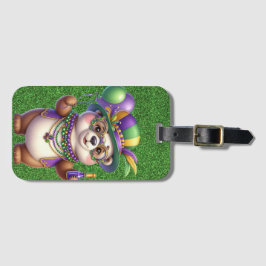 SCHATTIGEE TEDDYBEER GEKLEED VOOR MARDI GRAS BAGAGELABEL