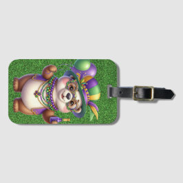 SCHATTIGEE TEDDYBEER GEKLEED VOOR MARDI GRAS BAGAGELABEL