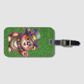 SCHATTIGEE TEDDYBEER GEKLEED VOOR MARDI GRAS BAGAGELABEL (Voorkant (horizontaal))