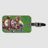 SCHATTIGEE TEDDYBEER GEKLEED VOOR MARDI GRAS BAGAGELABEL (Voorkant (horizontaal))