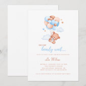Schattigee teddybeer genderneutraal baby shower kaart (Voorkant / Achterkant)