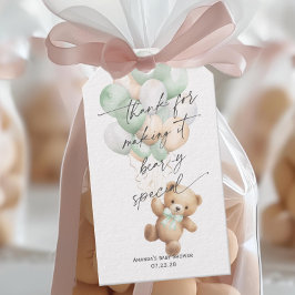Schattigee teddybeer Geslacht Neutraal Modern Sage Cadeaulabel