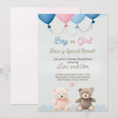 Schattigee teddybeer Geslacht Onthulling Party Uit Kaart (Voorkant / Achterkant)