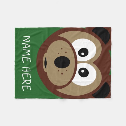 Schattigee teddybeer gezicht Kinder aangepaste naa Fleece Deken (Voorkant (Horizontaal))