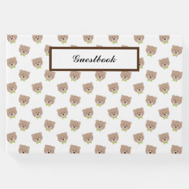 SCHATTIGEE TEDDYBEER GEZICHTEN MET GROENE BOWTIES GASTENBOEK