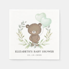 Schattigee Teddybeer Greenery Balloons Coed Baby s Servet