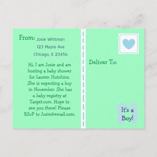 Schattigee teddybeer groen Baby shower uitnodiging (Achterkant)