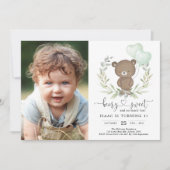 Schattigee teddybeer groene ballonnen neutrale ver kaart (Voorkant)