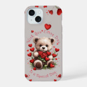 Schattigee teddybeer harten rode rozen Valentijnsd iPhone 15 Case (Achterkant)