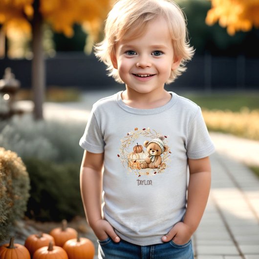 Schattigee teddybeer Herfst pompoenen naam Kinder Shirts