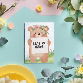 Schattigee teddybeer Het is een meisje Baby shower Kaart