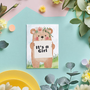 Schattigee teddybeer Het is een meisje Baby shower Kaart