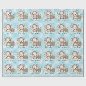 Schattigee teddybeer Het is een picknickblauw Baby Cadeaupapier (Vlak)