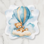 Schattigee teddybeer hete luchtballonnen jongen Ba Bedankjes Labels (Achterkant)