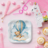 Schattigee teddybeer hete luchtballonnen jongen Ba Papieren Bordje (Feest)