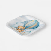 Schattigee teddybeer hete luchtballonnen jongen Ba Papieren Bordje (Gebogen)