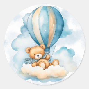 Schattigee teddybeer hete luchtballonnen jongen Ba Ronde Sticker