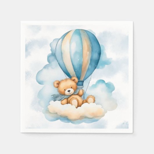 Schattigee teddybeer hete luchtballonnen jongen Ba Servet (Voorkant)