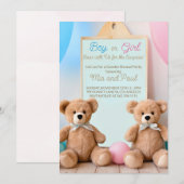 Schattigee teddybeer hij of zij Geslacht onthullen Kaart (Voorkant / Achterkant)