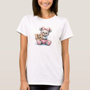 Schattigee teddybeer houder teken beste mam t-shirt