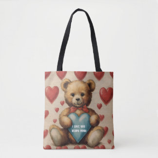 Schattigee teddybeer Ik hou van je Valentijn Tote Bag