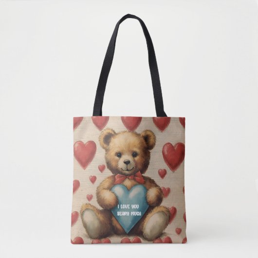 Schattigee teddybeer Ik hou van je Valentijn Tote Bag (Voorkant)