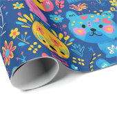 Schattigee teddybeer illustratie blauw Kinder Cadeaupapier (Rol Hoek)