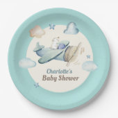 Schattigee teddybeer in Baby shower Papieren Bordje (Voorkant)