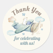 Schattigee teddybeer in Baby shower Ronde Sticker (Voorkant)