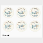 Schattigee teddybeer in Baby shower Ronde Sticker (Vel)