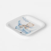 Schattigee Teddybeer in blauw vlak Papier Bord (Gebogen)