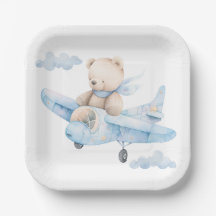 Schattigee Teddybeer in blauw vlak Papier Bord