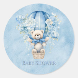 Schattigee teddybeer in heteluchtballonjongen Baby Ronde Sticker