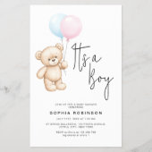 Schattigee teddybeer jongen Baby shower uitnodigin Flyer (Voorkant)