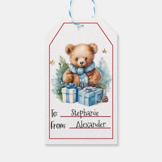 Schattigee Teddybeer Kerst (3) Cadeaulabel (Achterkant)