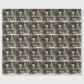 Schattigee teddybeer Kerst Eenvoudig Groot Tegeltj Cadeaupapier (Vlak)