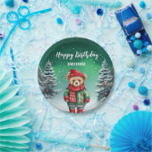 Schattigee teddybeer kerstboom verjaardagsfeestje  papieren bordje (Feest)