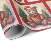 Schattigee teddybeer kerstboomrol van cadeaupapier (Rol Hoek)
