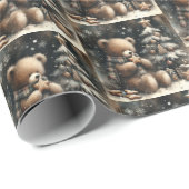 Schattigee teddybeer kerstdrop klein betegeld cadeaupapier (Rol Hoek)