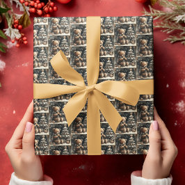 Schattigee teddybeer kerstdrop klein betegeld cadeaupapier