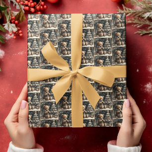 Schattigee teddybeer kerstdrop klein betegeld cadeaupapier