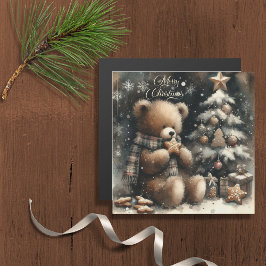Schattigee teddybeer kerstgroet magnetische Kaart