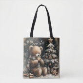 Schattigee Teddybeer kerstmonogram Tote Bag (Voorkant)