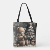 Schattigee Teddybeer kerstmonogram Tote Bag (Achterkant)