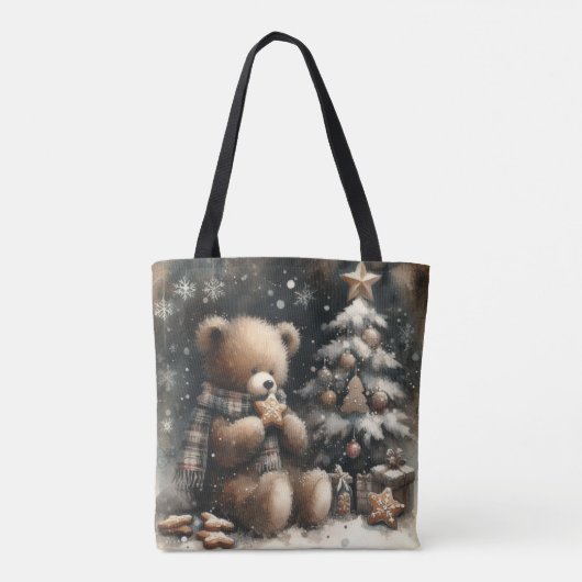 Schattigee Teddybeer kerstmonogram Tote Bag (Achterkant)