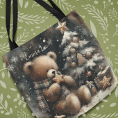 Schattigee Teddybeer kerstmonogram Tote Bag