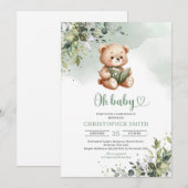 Schattigee teddybeer leest een boek genderneutraal kaart (Voorkant / Achterkant)