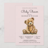 Schattigee teddybeer meisje blozen roze Baby showe Kaart (Voorkant / Achterkant)