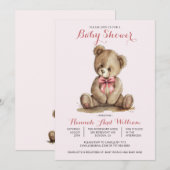 Schattigee teddybeer meisje roze Baby shower Kaart (Voorkant / Achterkant)